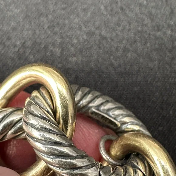 David Yurman Silver and Gold Twisted Link Bracelet - Picture 3 of 7